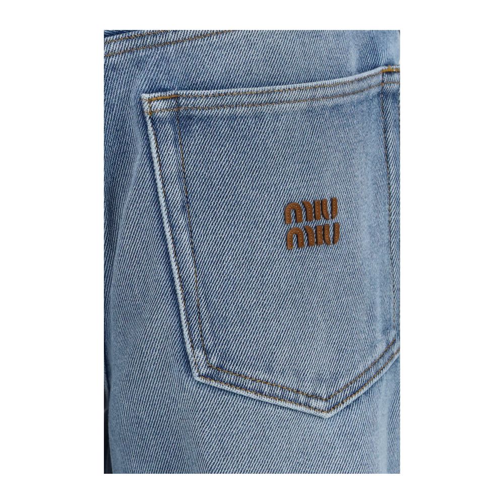 Miu Miu Blue Cotton Relaxed Fit Jeans