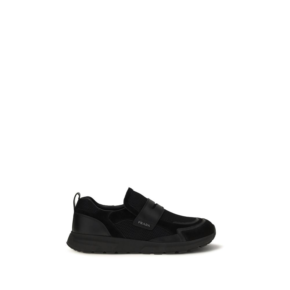 Prada Black Calf Leather Bos Taurus Athletic Sneakers