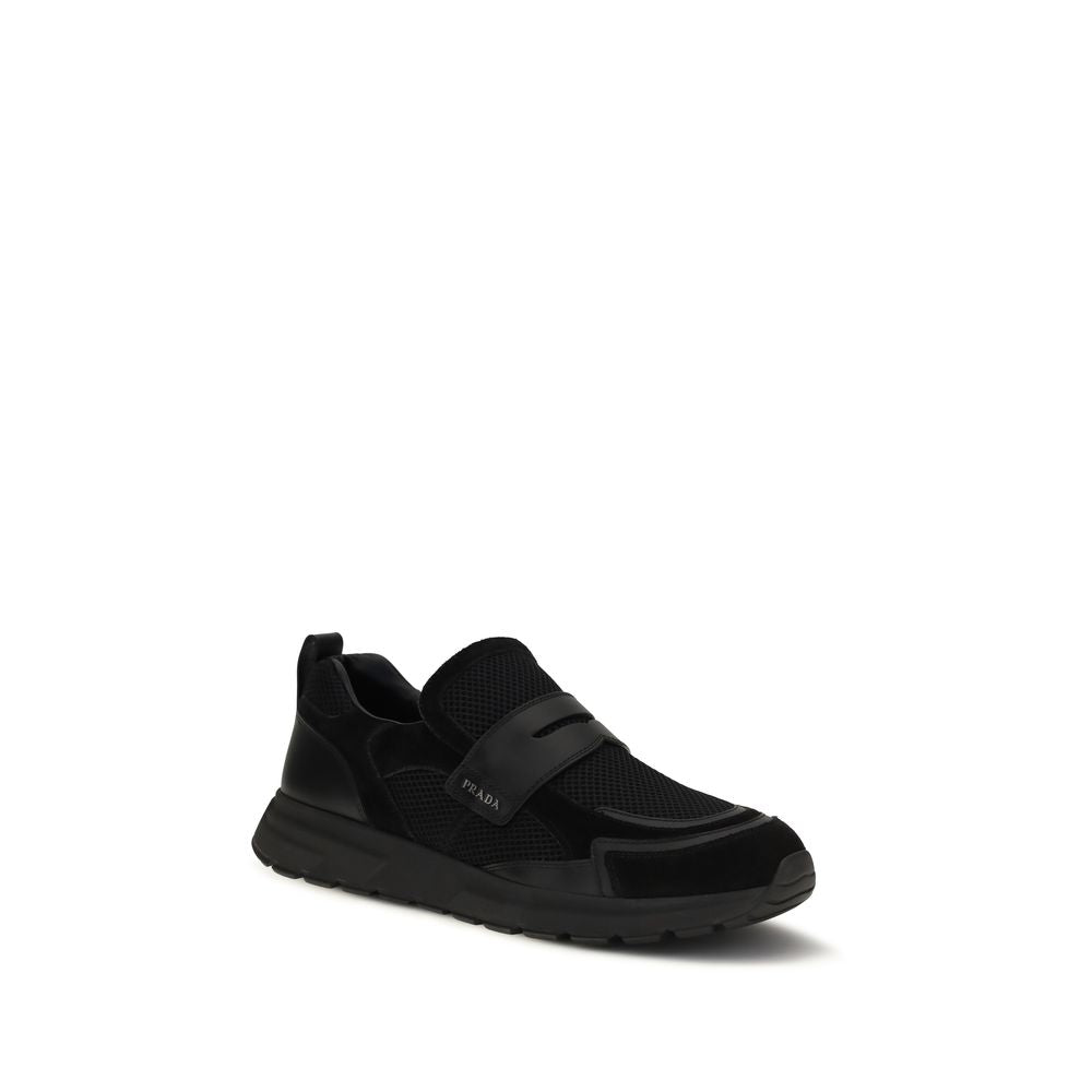 Prada Black Calf Leather Bos Taurus Athletic Sneakers