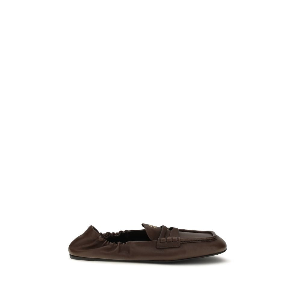 Miu Miu Brown Lamb Ovis Aries Aries Slip-On Loafers