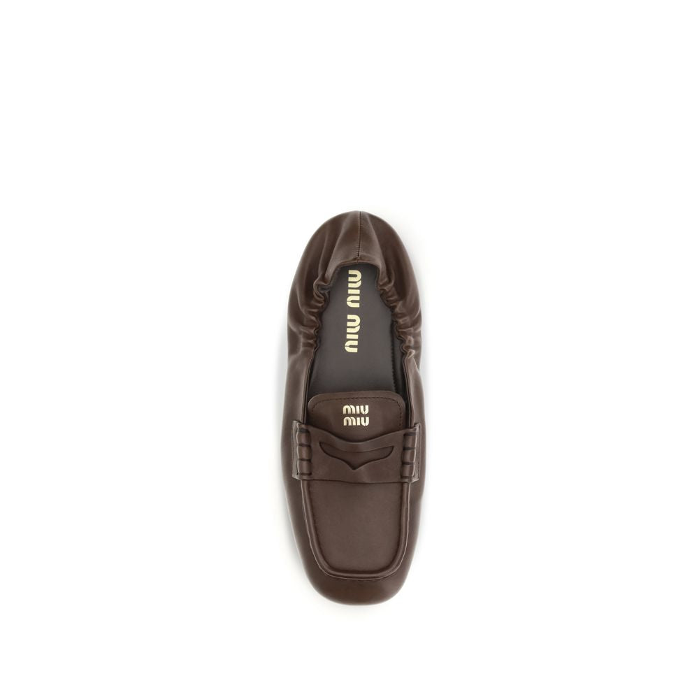 Miu Miu Brown Lamb Ovis Aries Aries Slip-On Loafers