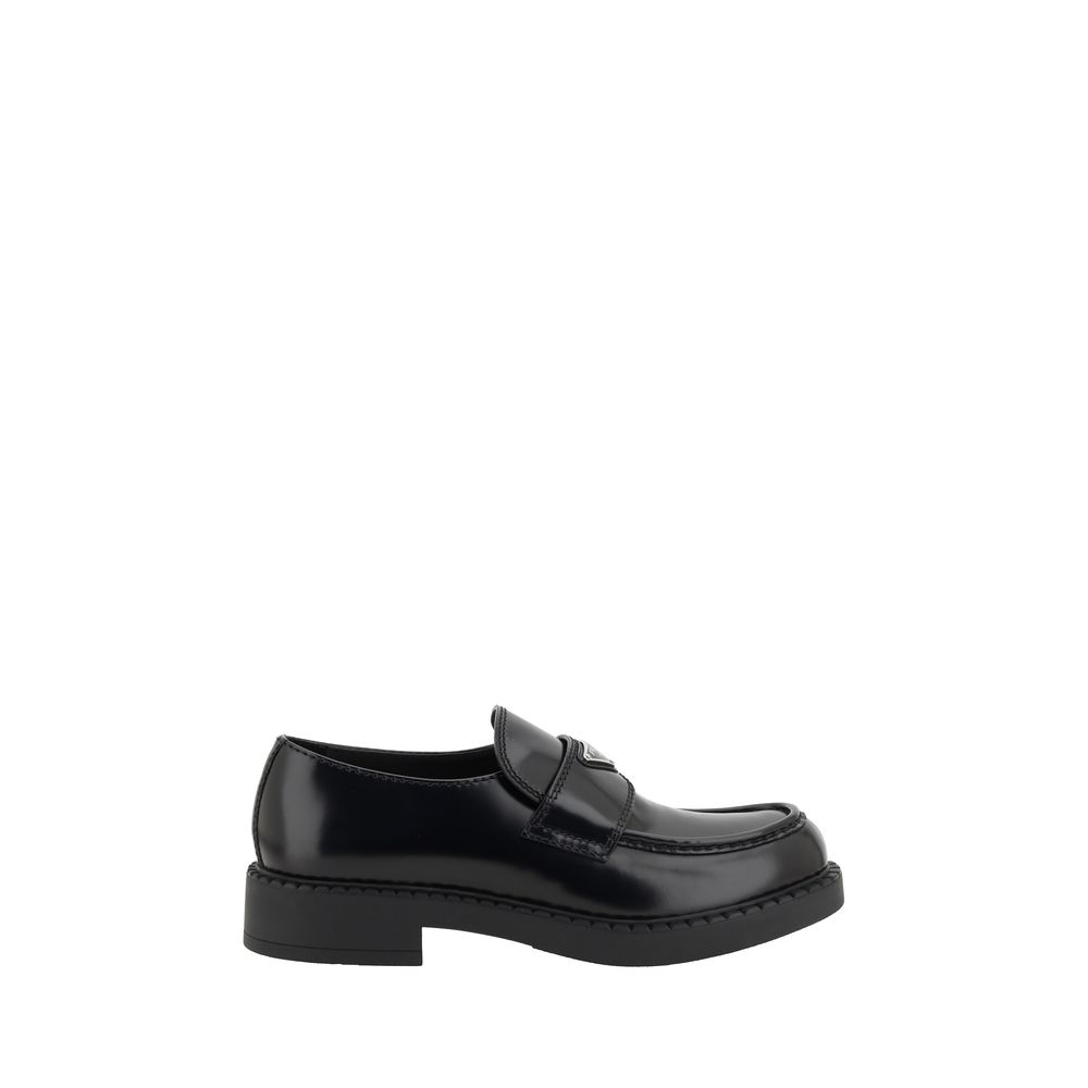 Prada Black Calf Leather Bos Taurus Platform Loafers