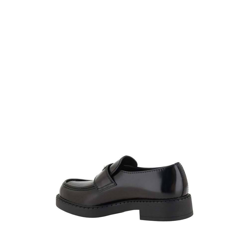 Prada Black Calf Leather Bos Taurus Platform Loafers