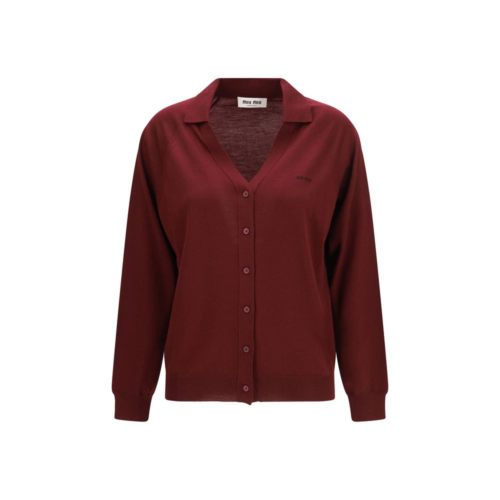 Miu Miu Bordeaux Wool Oves Aries Cardigan