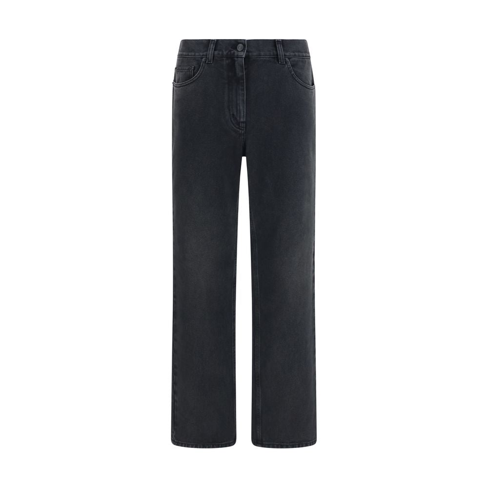 The Row Black Cotton Straight-Leg Jeans