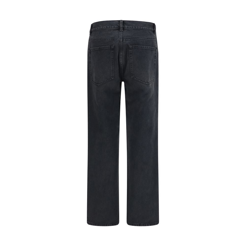 The Row Black Cotton Straight-Leg Jeans