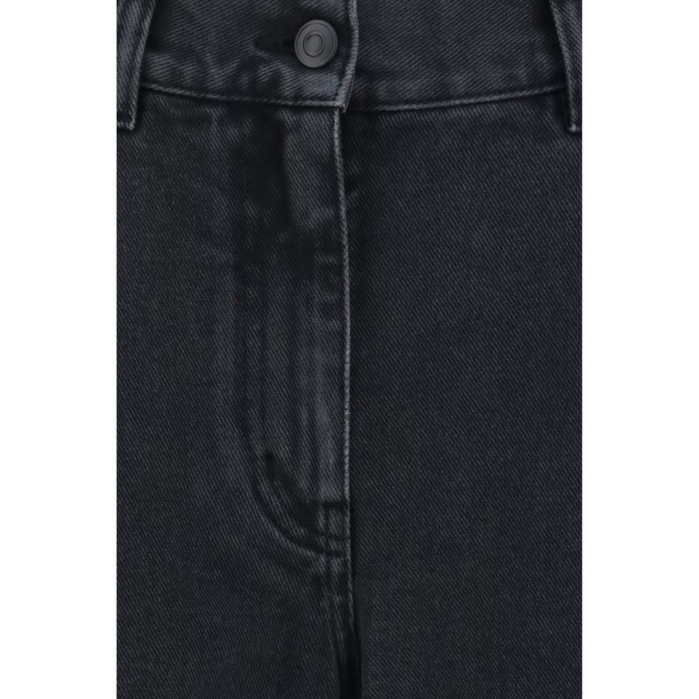 The Row Black Cotton Straight-Leg Jeans
