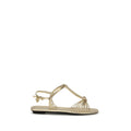 Prada Gold Calf Leather Bos Taurus Flat Sandals