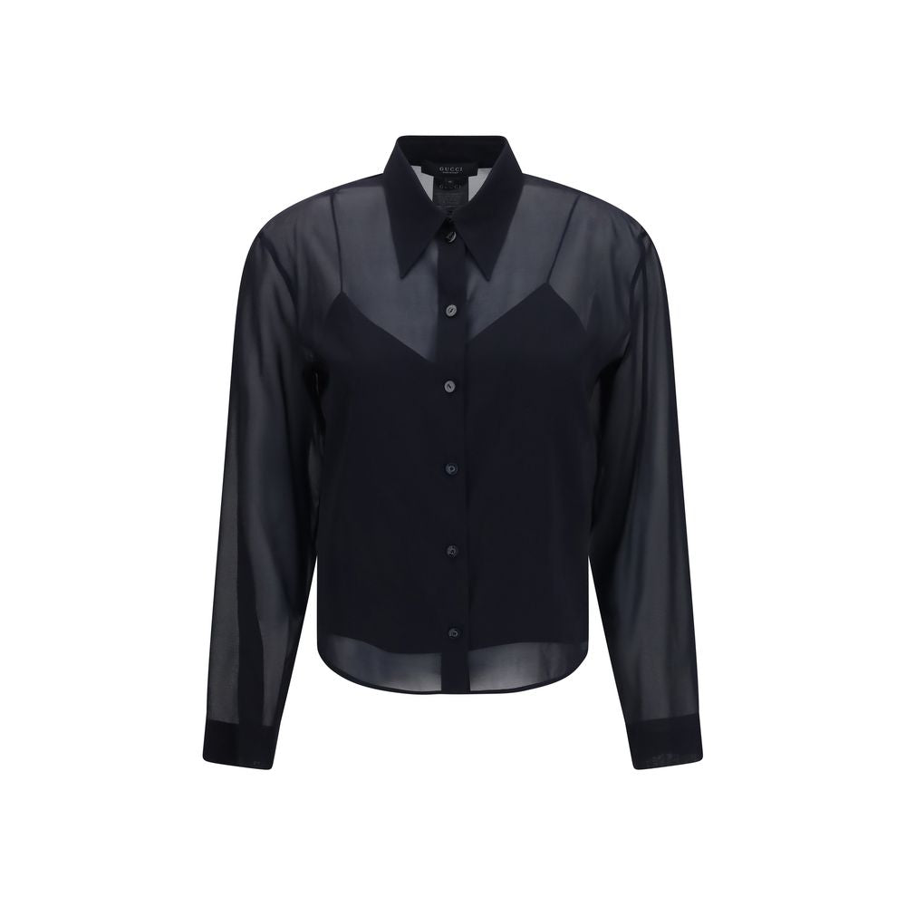 Gucci Black Silk Pattern Shirt