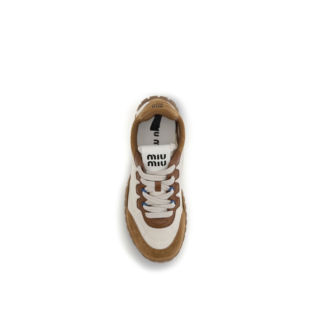 Miu Miu Beige Polyamide Athletic Sneakers