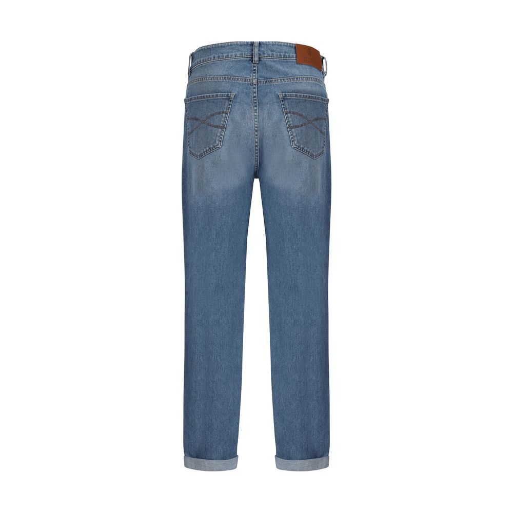 Brunello Cucinelli Blue Cotton Straight-Leg Jeans