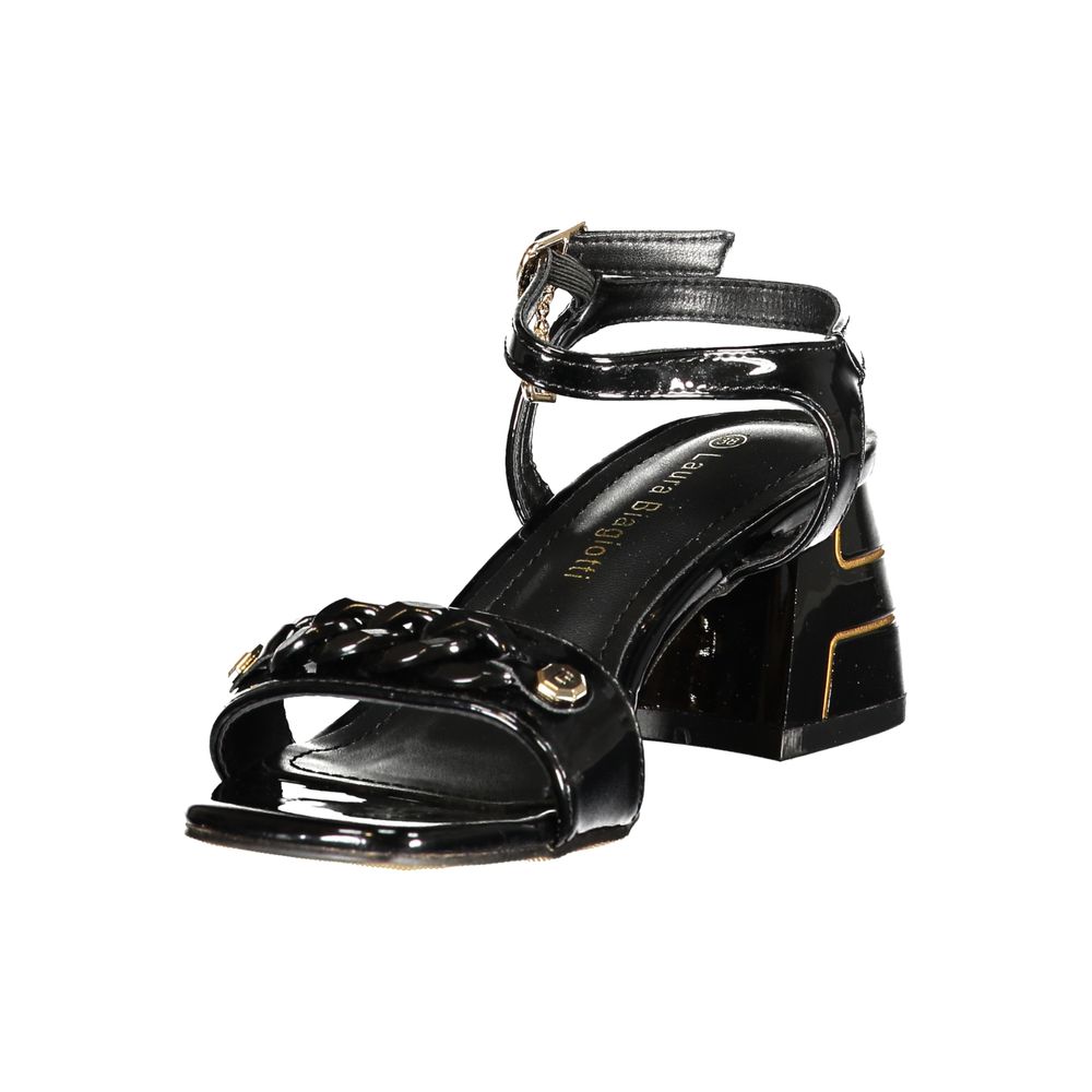 Laura Biagiotti Black Polyurethane Women's Sandal
