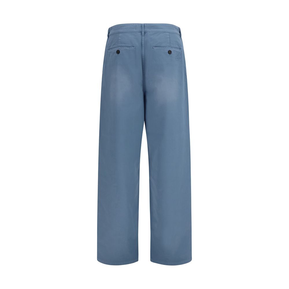 Miu Miu Blue Cotton Casual Pants