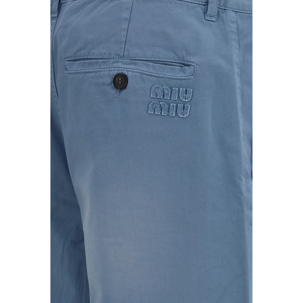 Miu Miu Blue Cotton Casual Pants