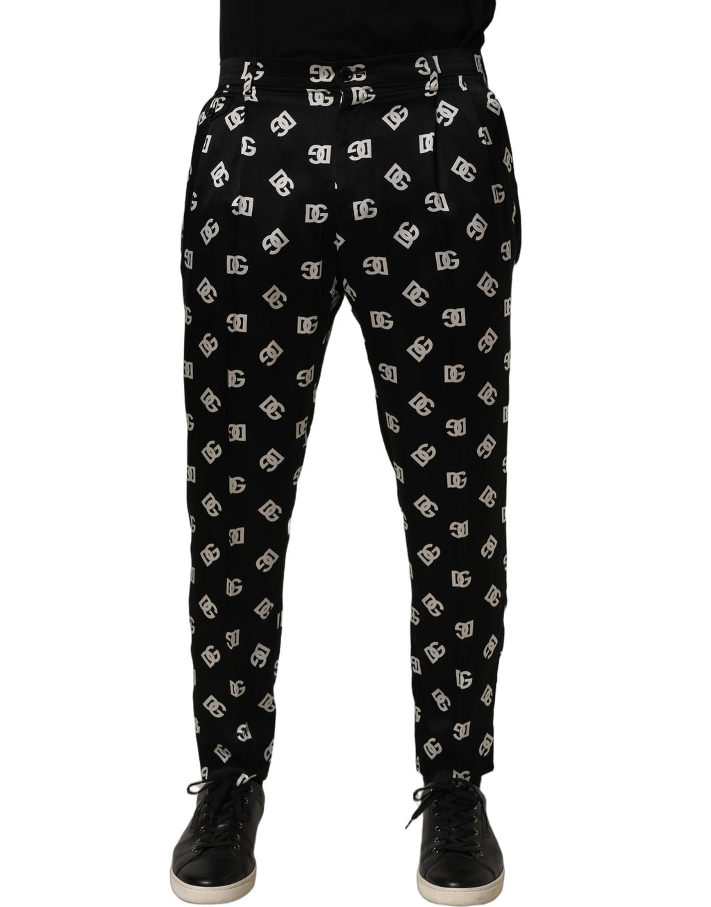 Dolce & Gabbana Black Silk Skinny Leg Dress Men Trouser Pants