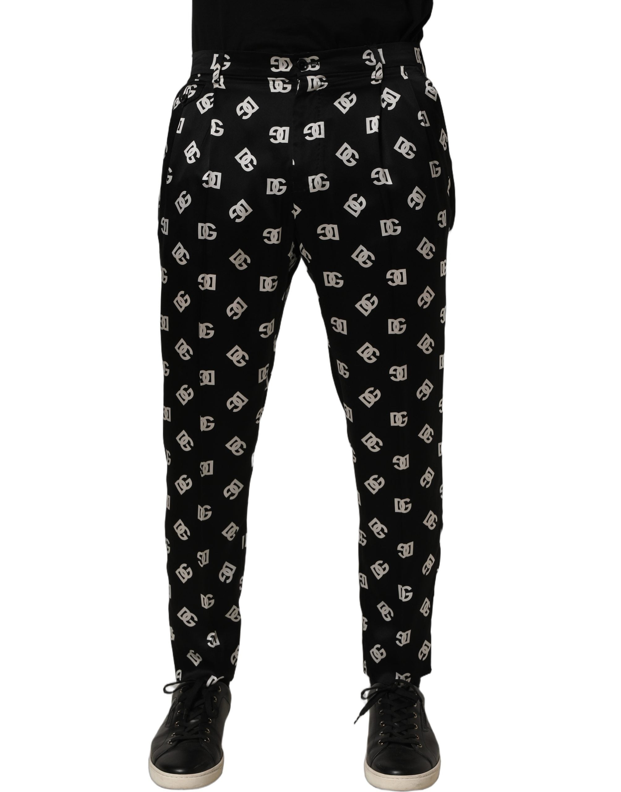 Dolce & Gabbana Black Silk Skinny Leg Dress Men Trouser Pants