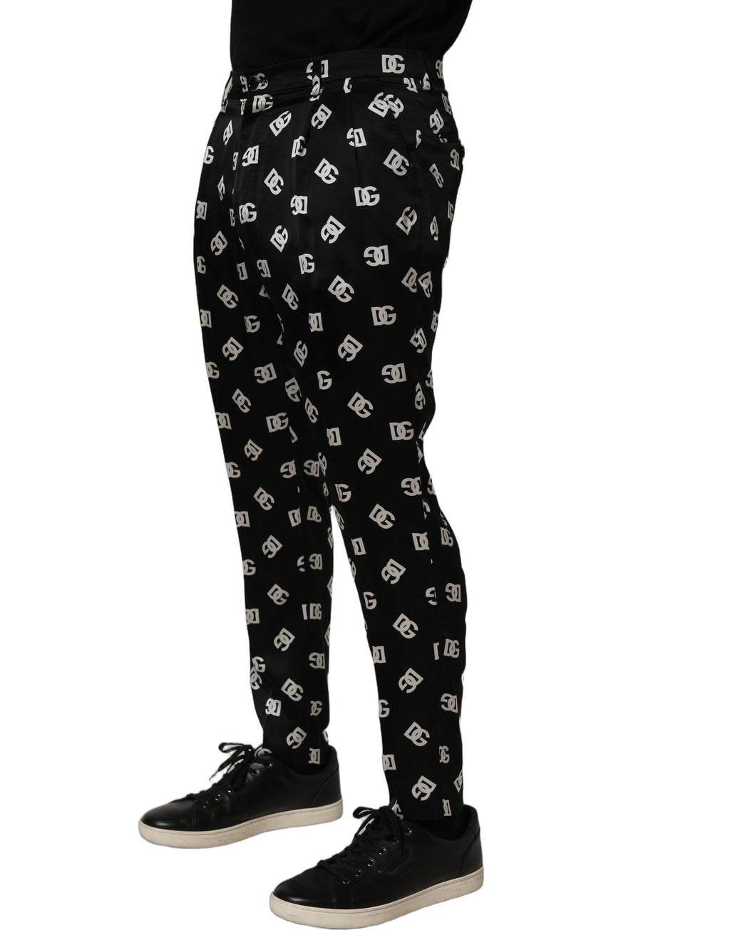 Dolce & Gabbana Black Silk Skinny Leg Dress Men Trouser Pants