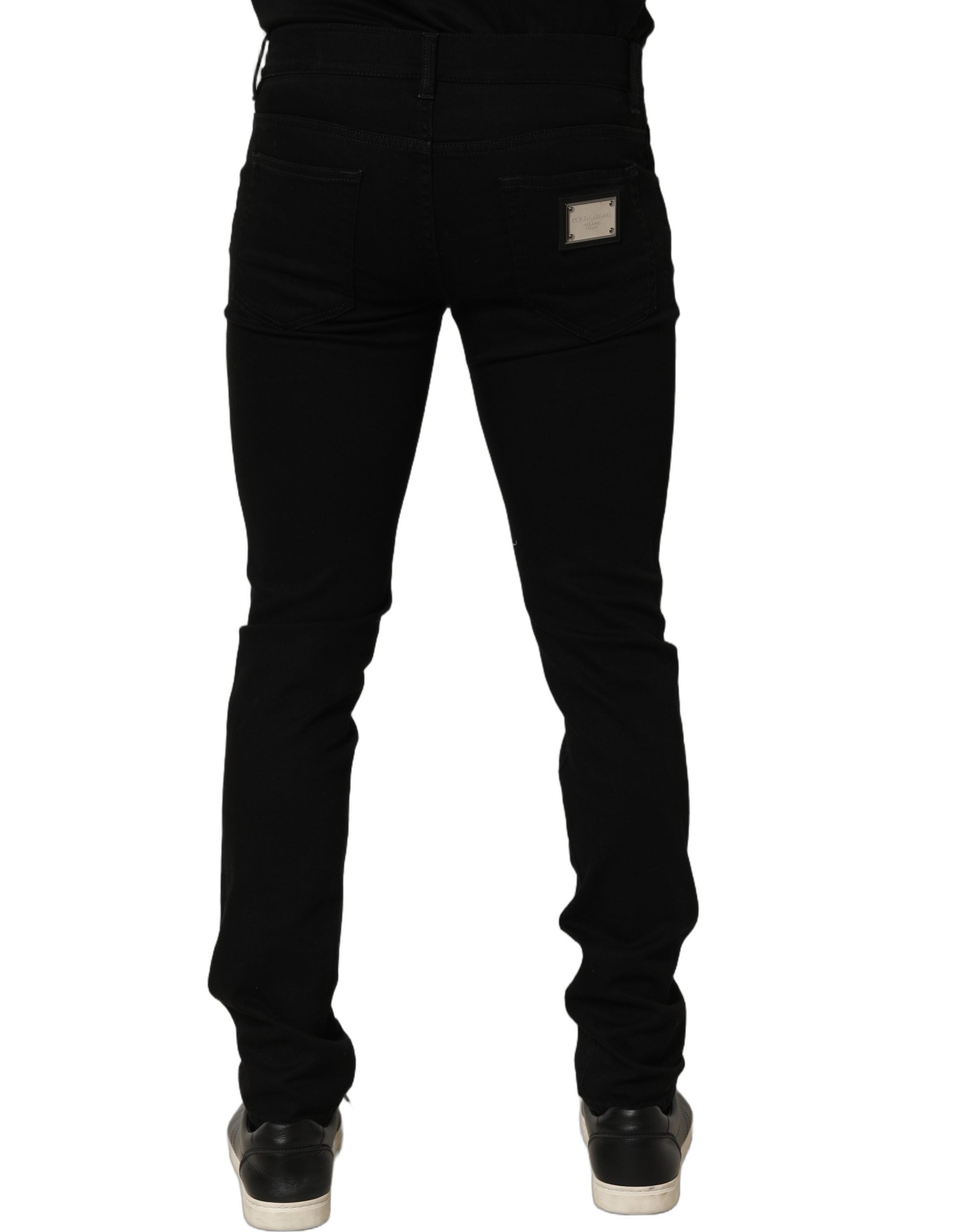 Dolce & Gabbana Black Embellished Cotton Skinny Denim Jeans