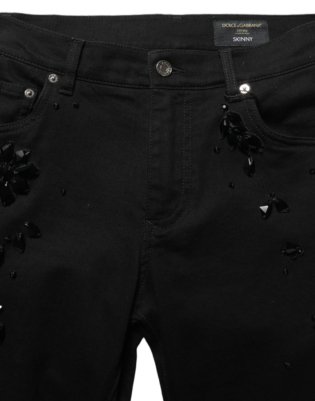 Dolce & Gabbana Black Embellished Cotton Skinny Denim Jeans