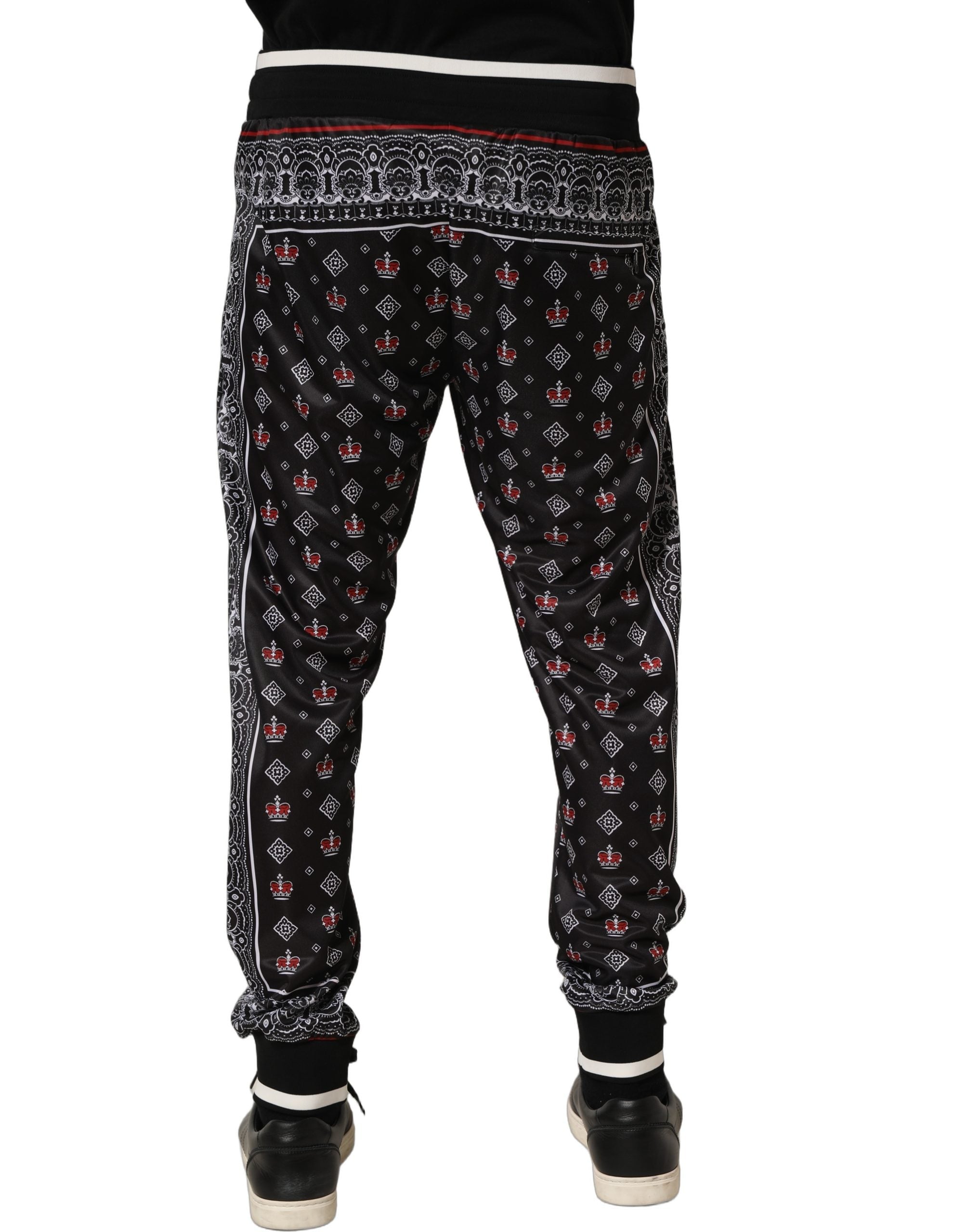 Dolce & Gabbana Black Bandana Crown Jogger Men Trouser Pants