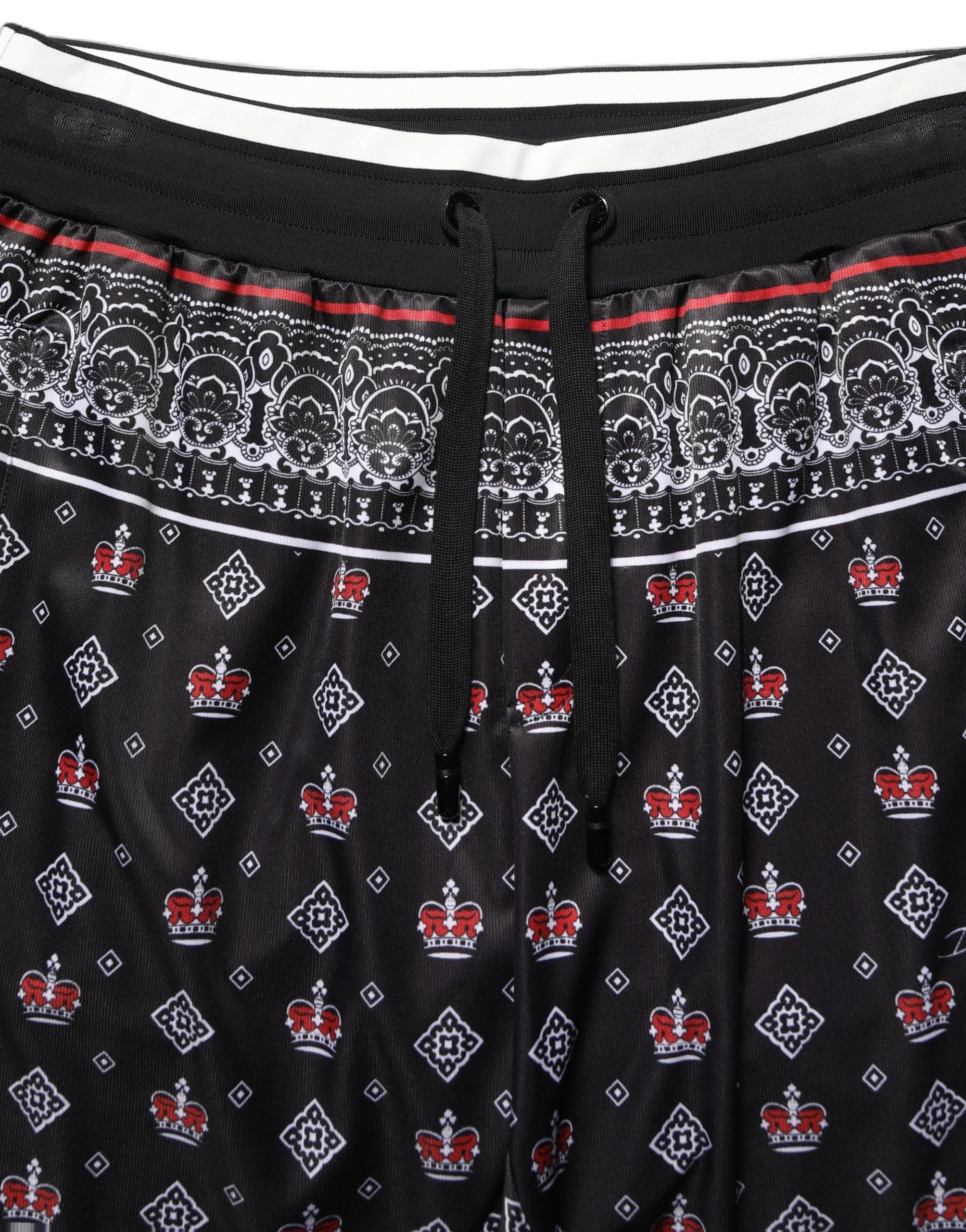 Dolce & Gabbana Black Bandana Crown Jogger Men Trouser Pants