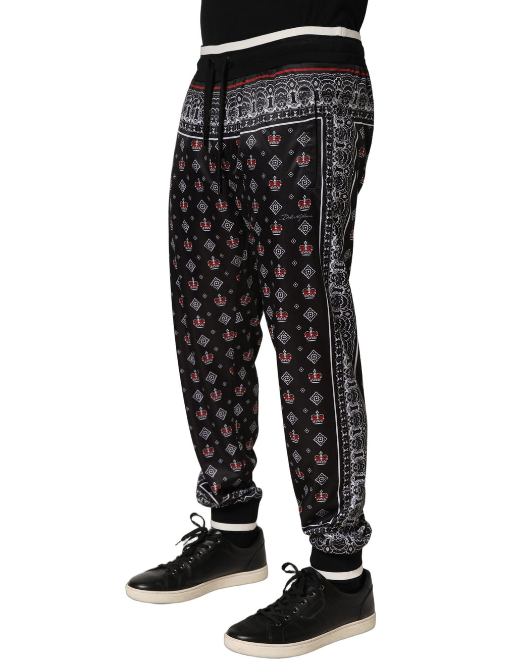 Dolce & Gabbana Black Bandana Crown Jogger Men Trouser Pants