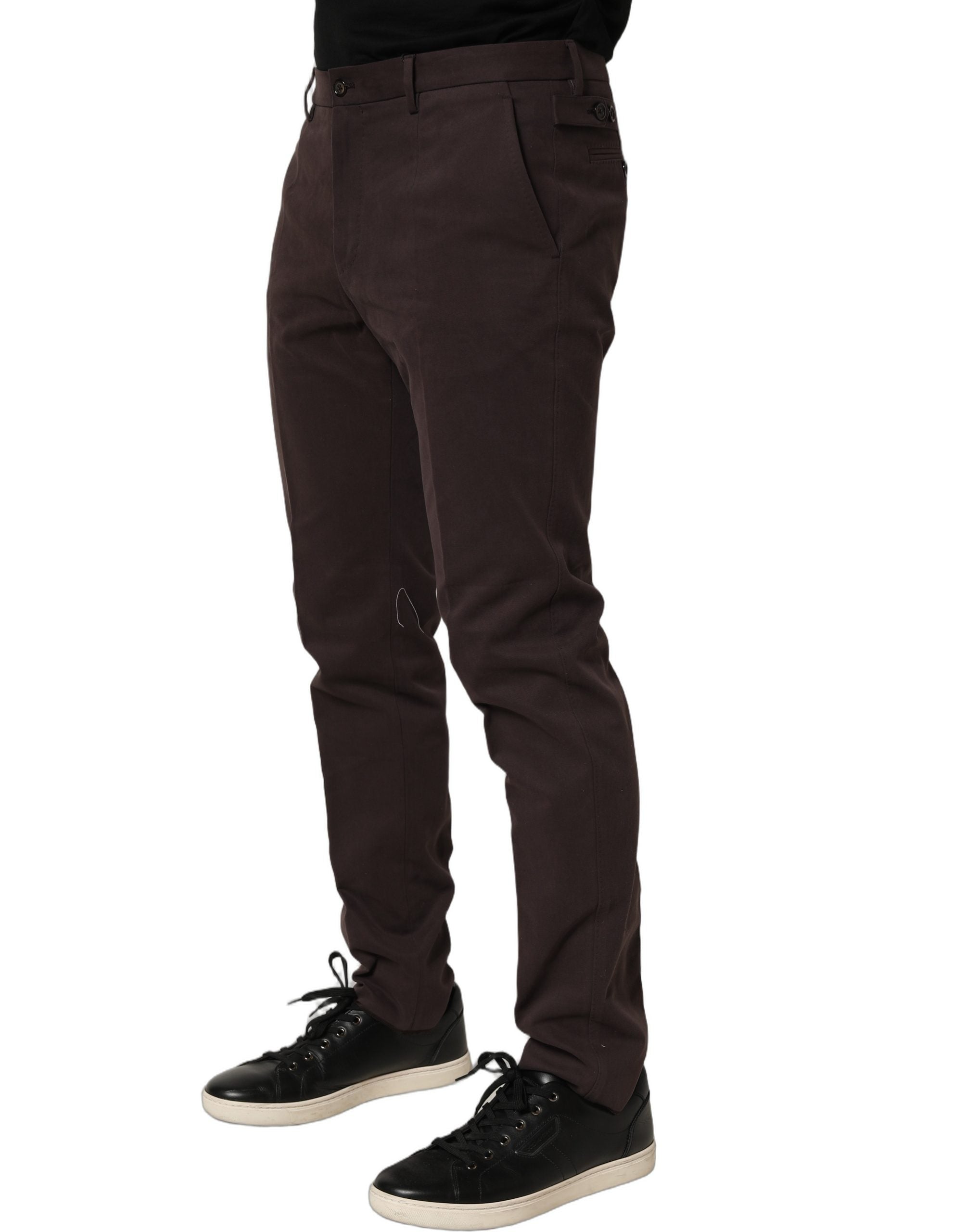 Dolce & Gabbana Brown Cotton Skinny Leg Dress Trouser Pants