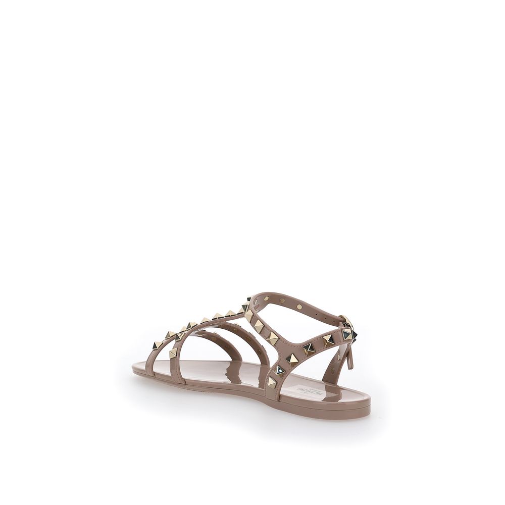 Valentino Garavani Beige Rubber Flat Sandals