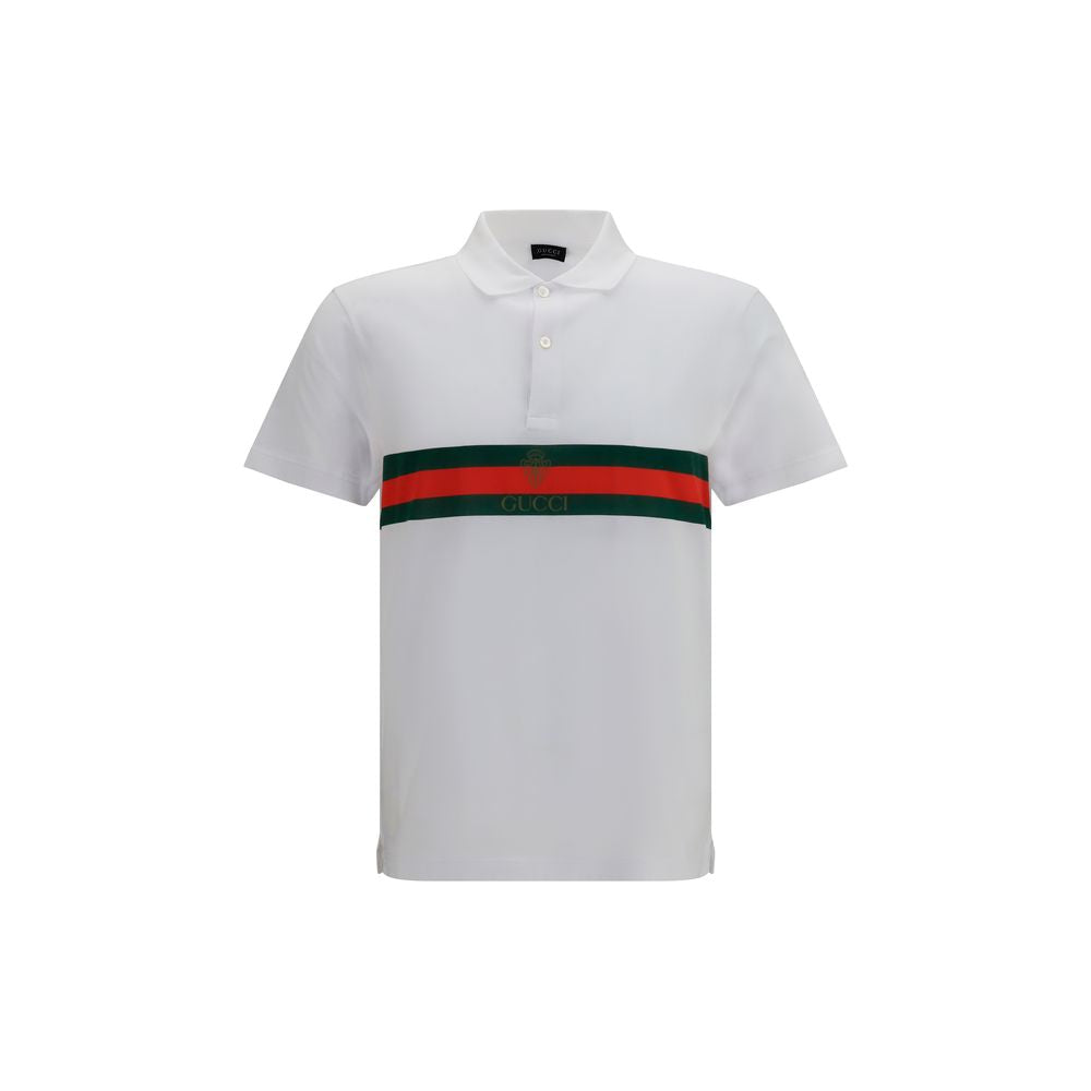 Gucci White Cotton Polo Shirt