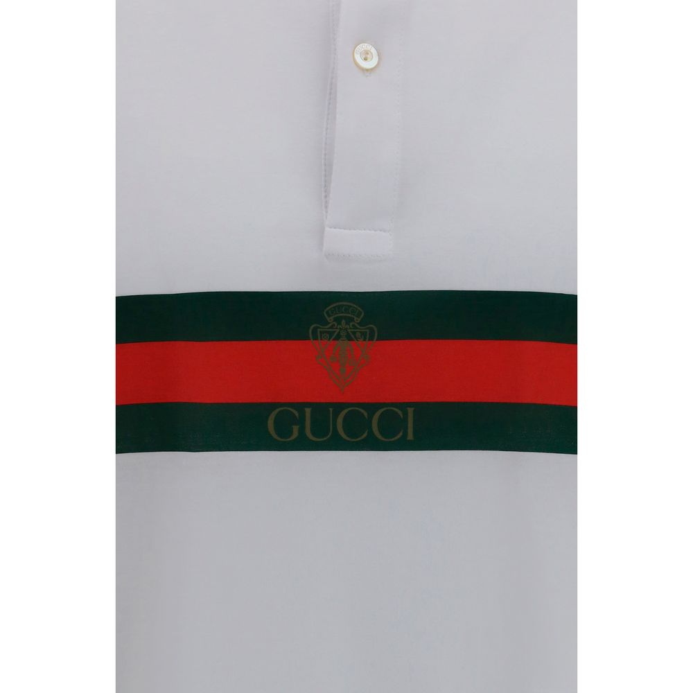 Gucci White Cotton Polo Shirt