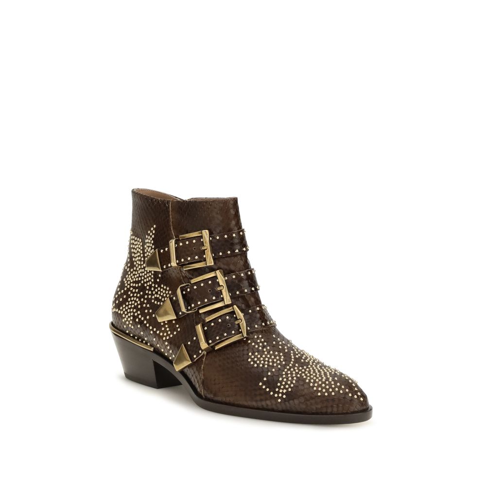 Chloé Brown Calf Leather Bos Taurus Ankle Boots