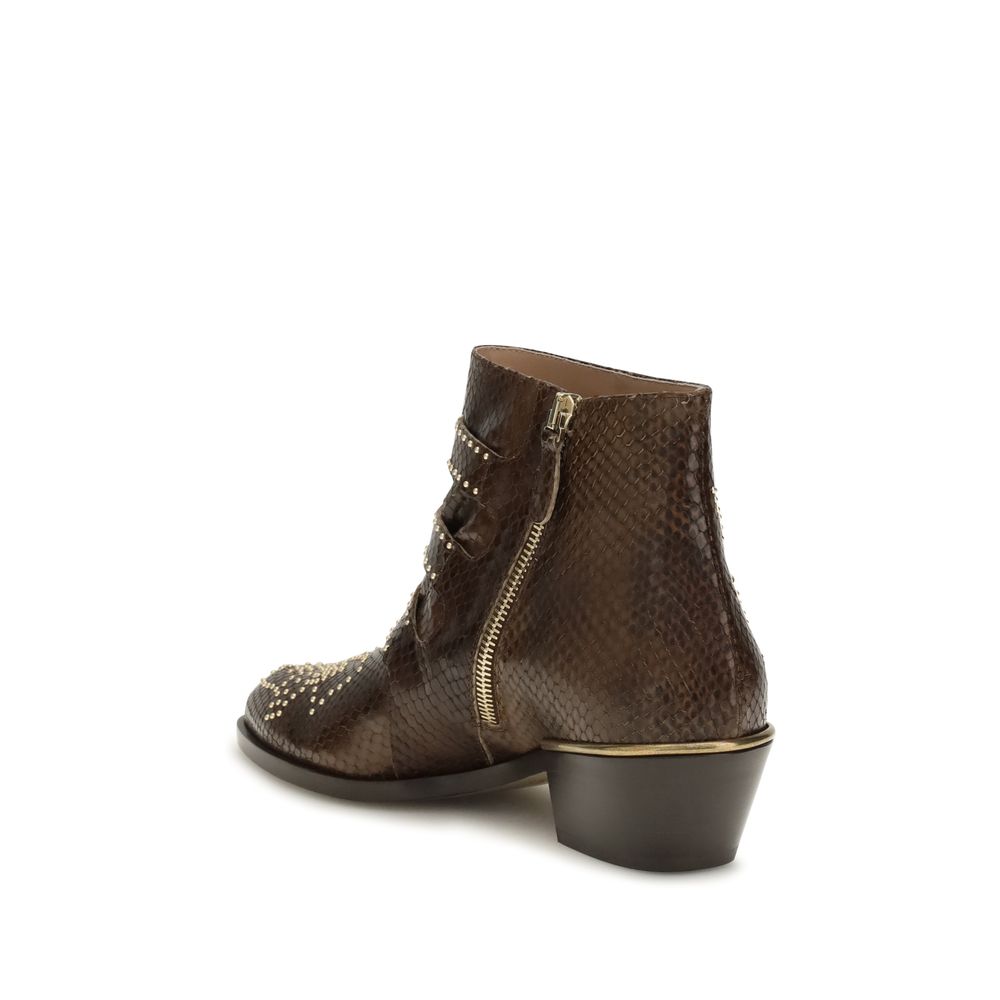 Chloé Brown Calf Leather Bos Taurus Ankle Boots