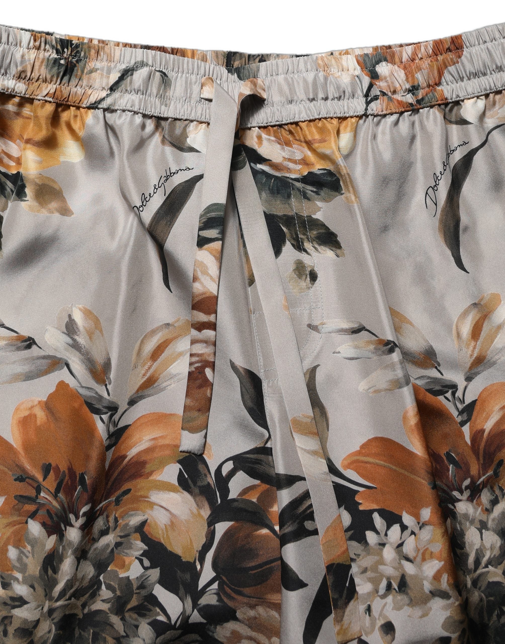 Dolce & Gabbana Beige Floral Print Silk Men Bermuda Shorts