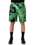 Dolce & Gabbana Black Green Banana Leaf Men Bermuda Shorts