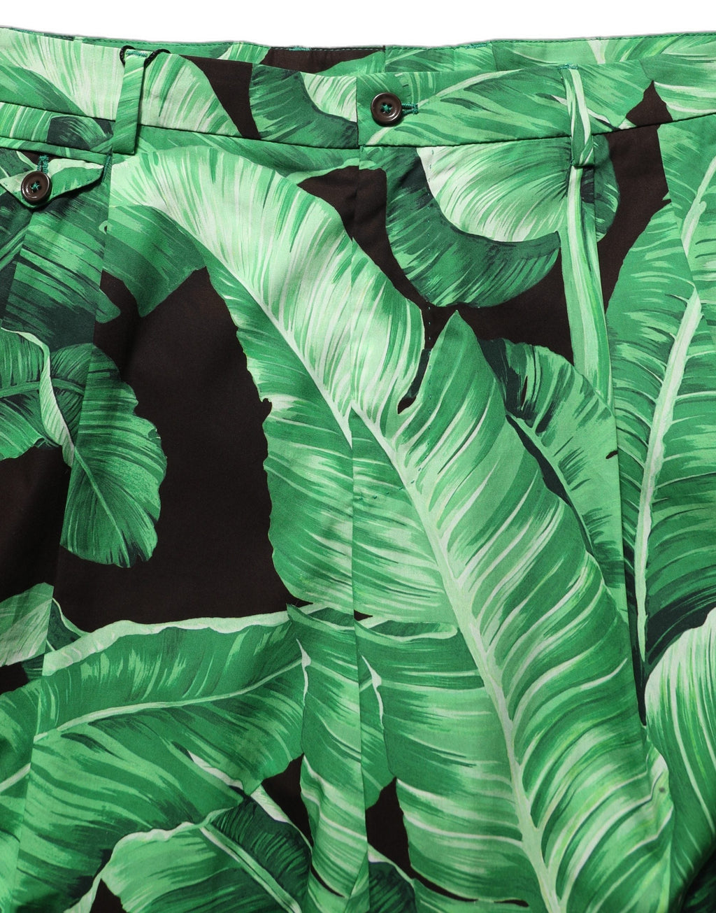 Dolce & Gabbana Black Green Banana Leaf Men Bermuda Shorts