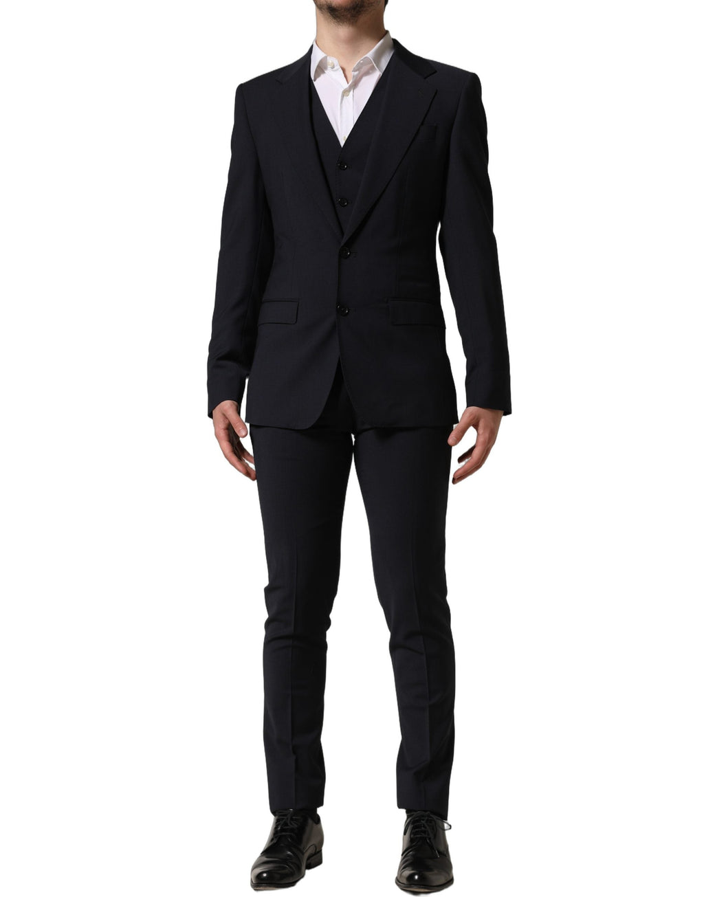 Dolce & Gabbana Black Wool Slim Fit Formal 3 Piece Men Suit