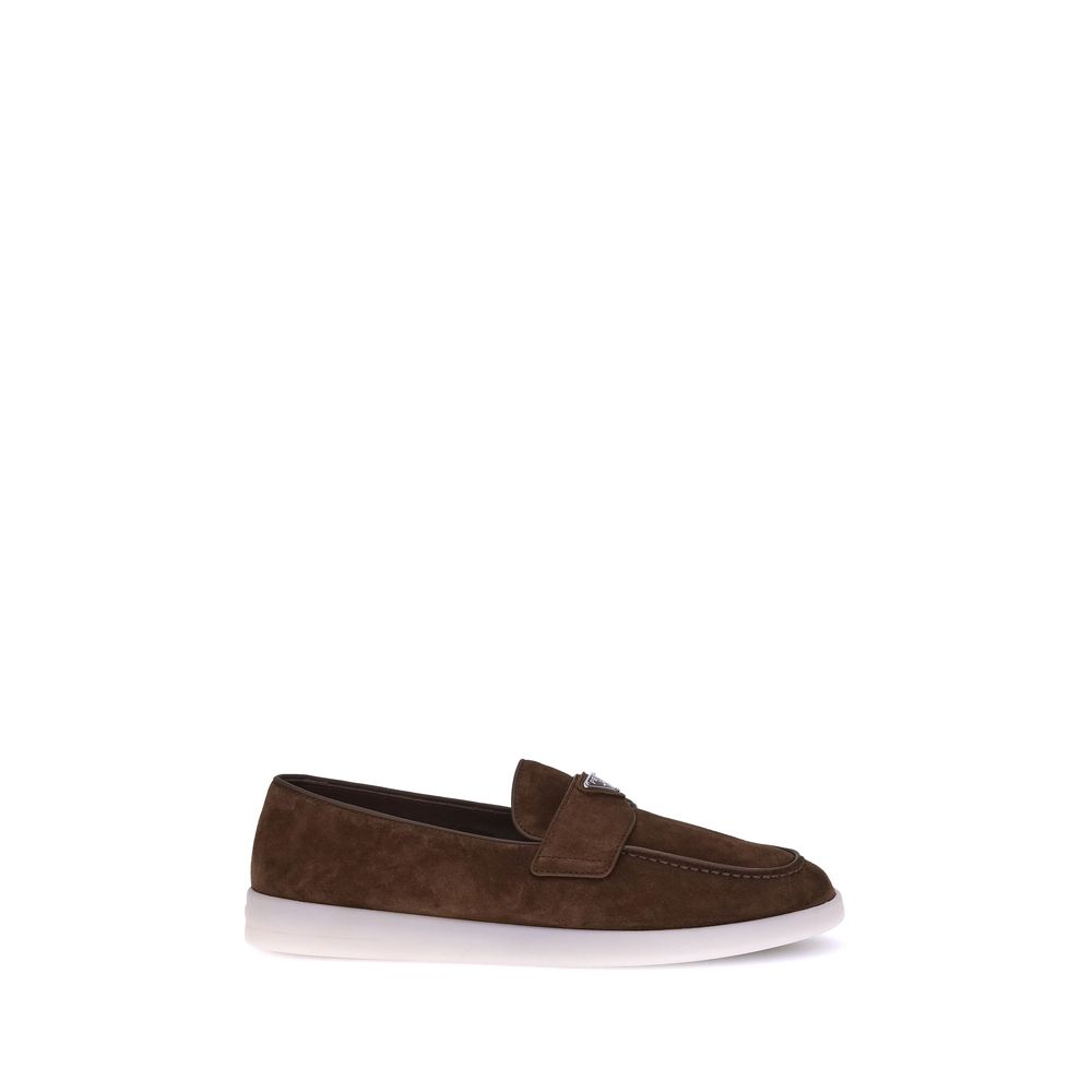 Prada Brown Calf Leather Bos Taurus Slip-On Loafers