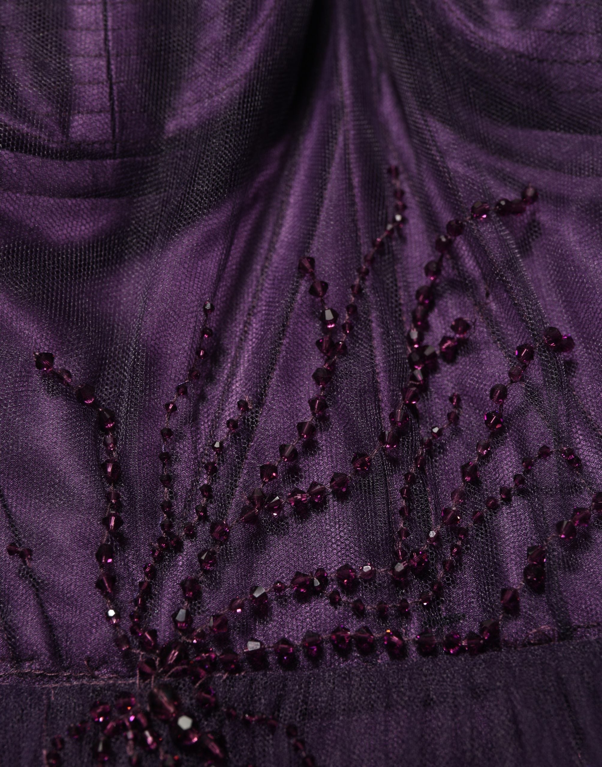 Dolce & Gabbana Purple Tiered Tulle Silk Long Gown Dress