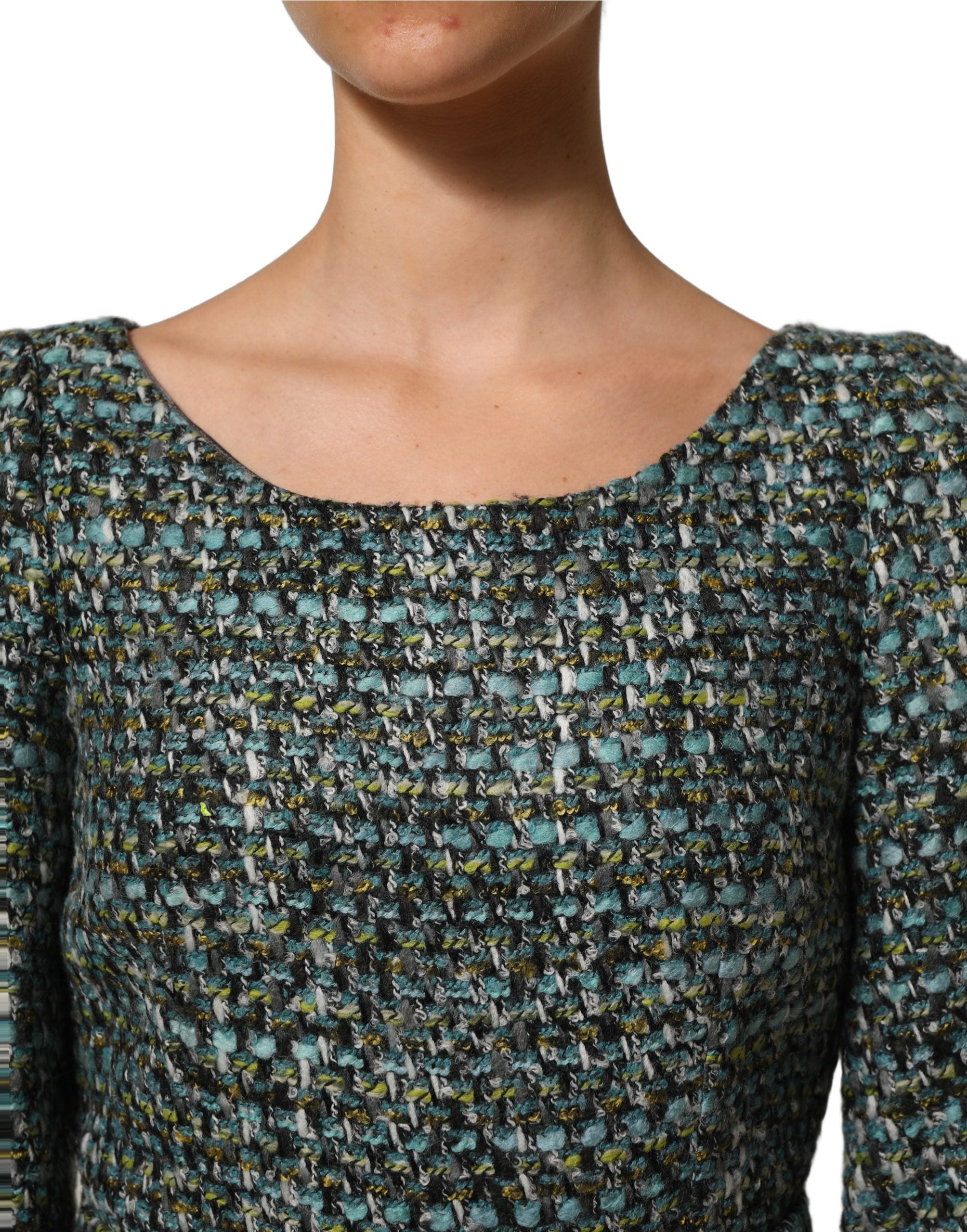 Dolce & Gabbana Multicolor Tweed Belted Babydoll Mini Dress