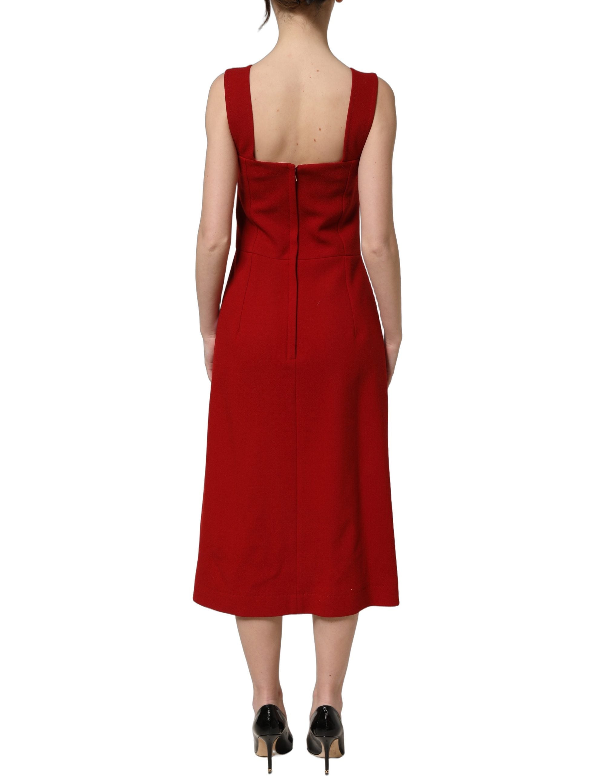 Dolce & Gabbana Two Tone Pink Wool Sleeveless Midi Dress