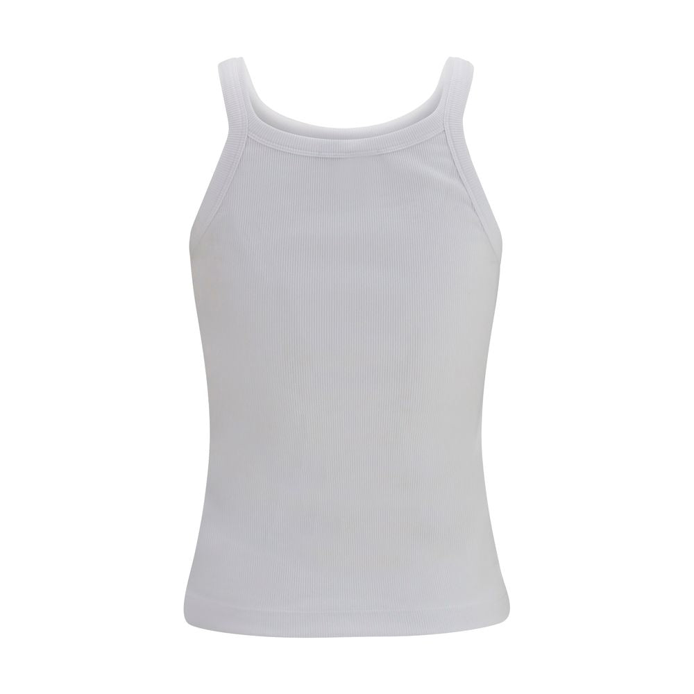 Fendi White Cotton Sleeveles T-Shirt
