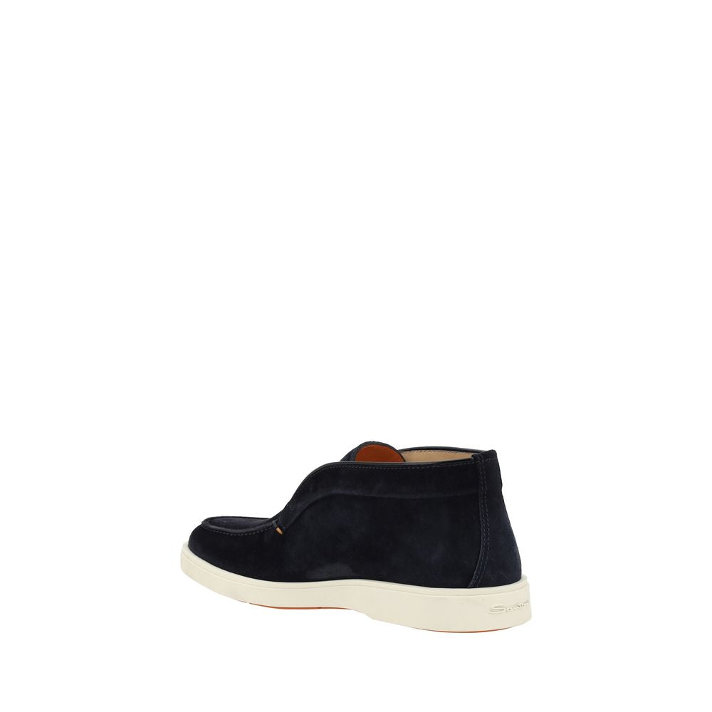 Santoni Blue Calf Leather Bos Taurus Ankle Boots