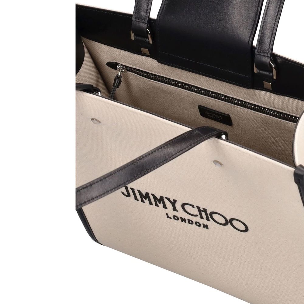 Jimmy Choo Beige Canvas Tote Bag