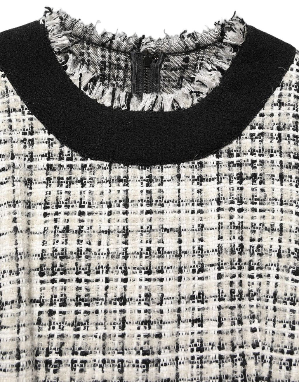 Dolce & Gabbana Multicolor Bouclé Tweed Frayed Trim Midi Dress