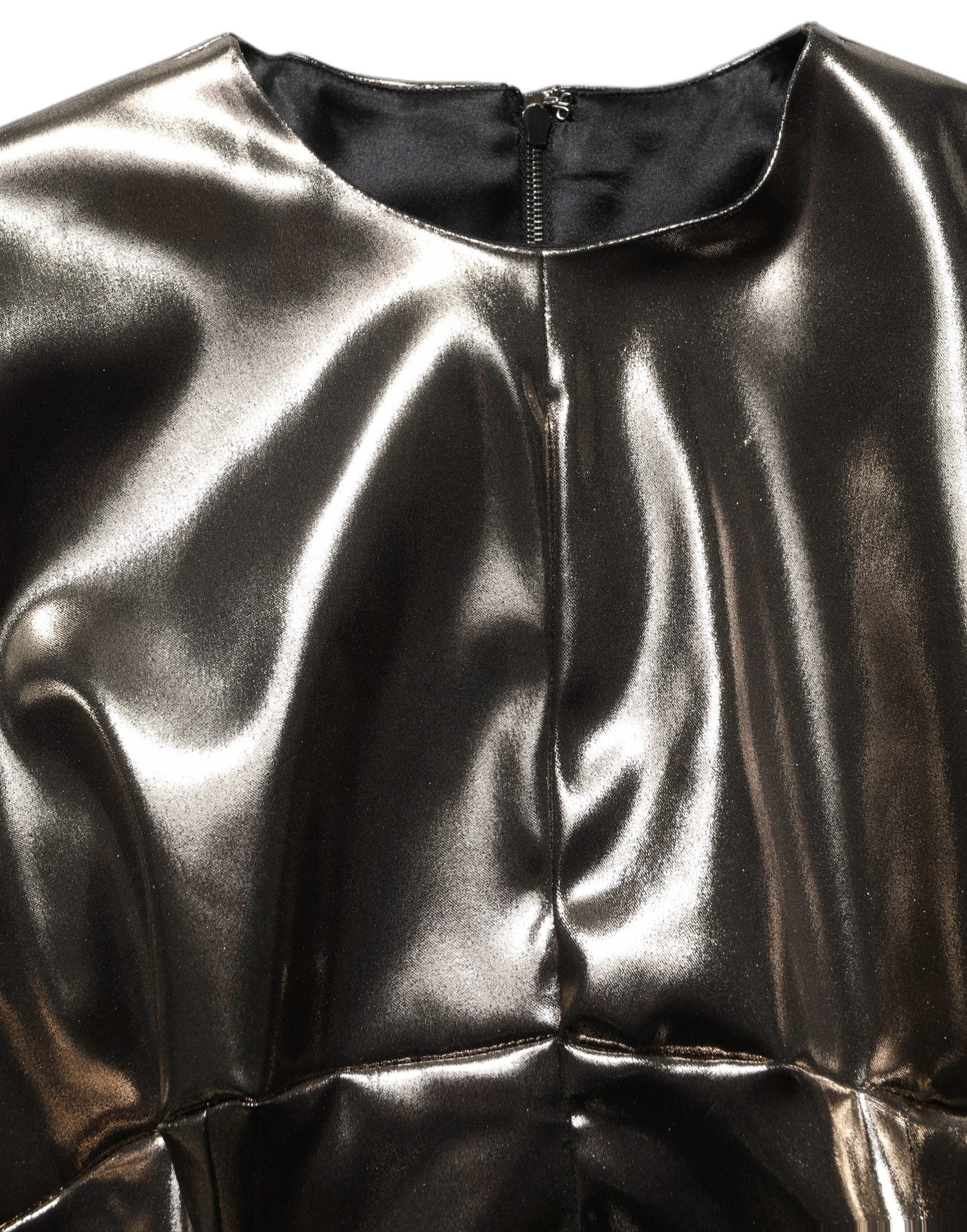 Dolce & Gabbana Metallic Gold Polyester LongSleeve Maxi Dress