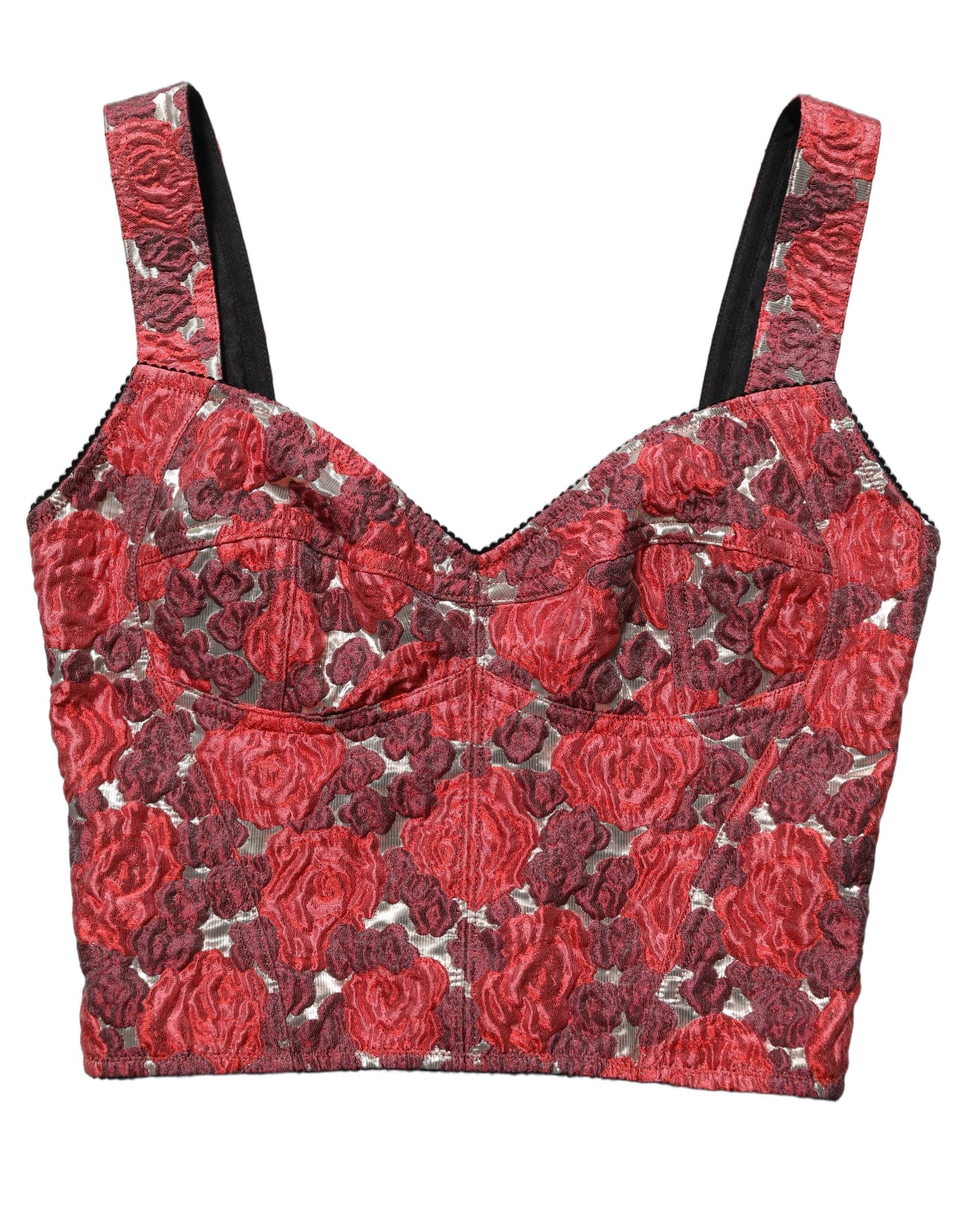 Dolce & Gabbana Multicolor Floral Cropped Bustier Tank Top