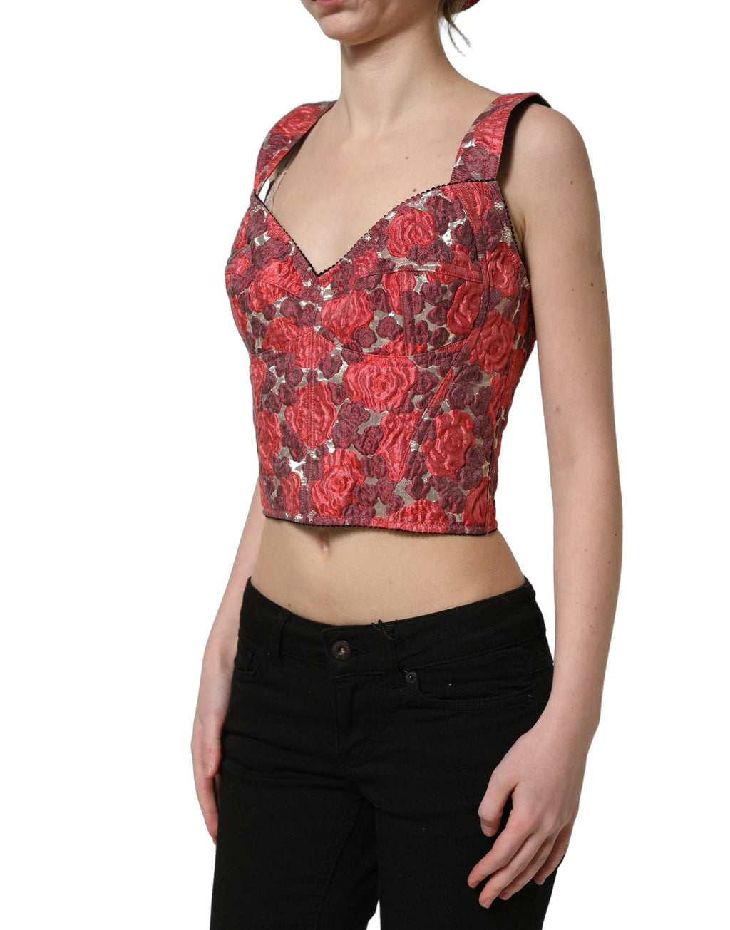Dolce & Gabbana Multicolor Floral Cropped Bustier Tank Top