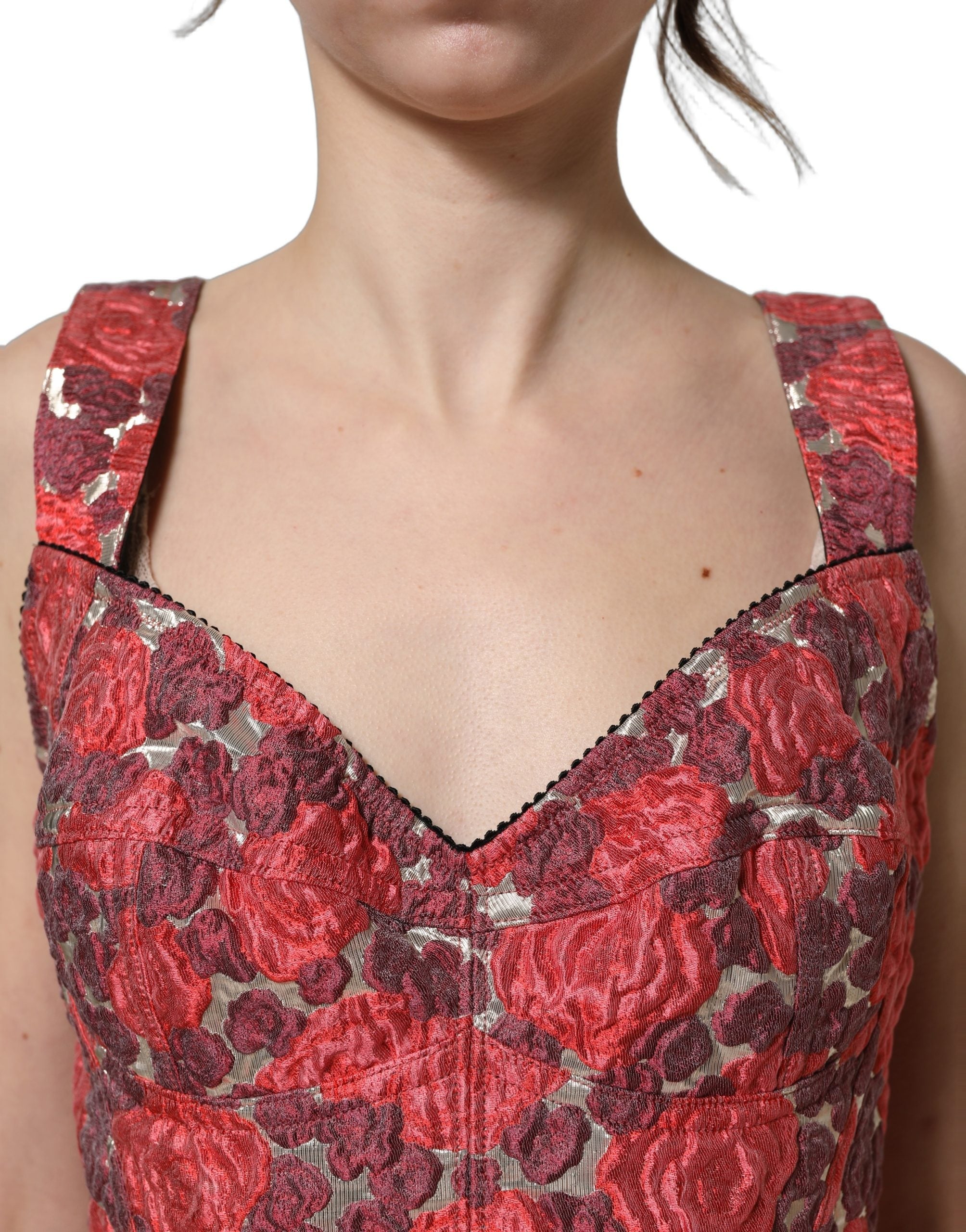 Dolce & Gabbana Multicolor Floral Cropped Bustier Tank Top
