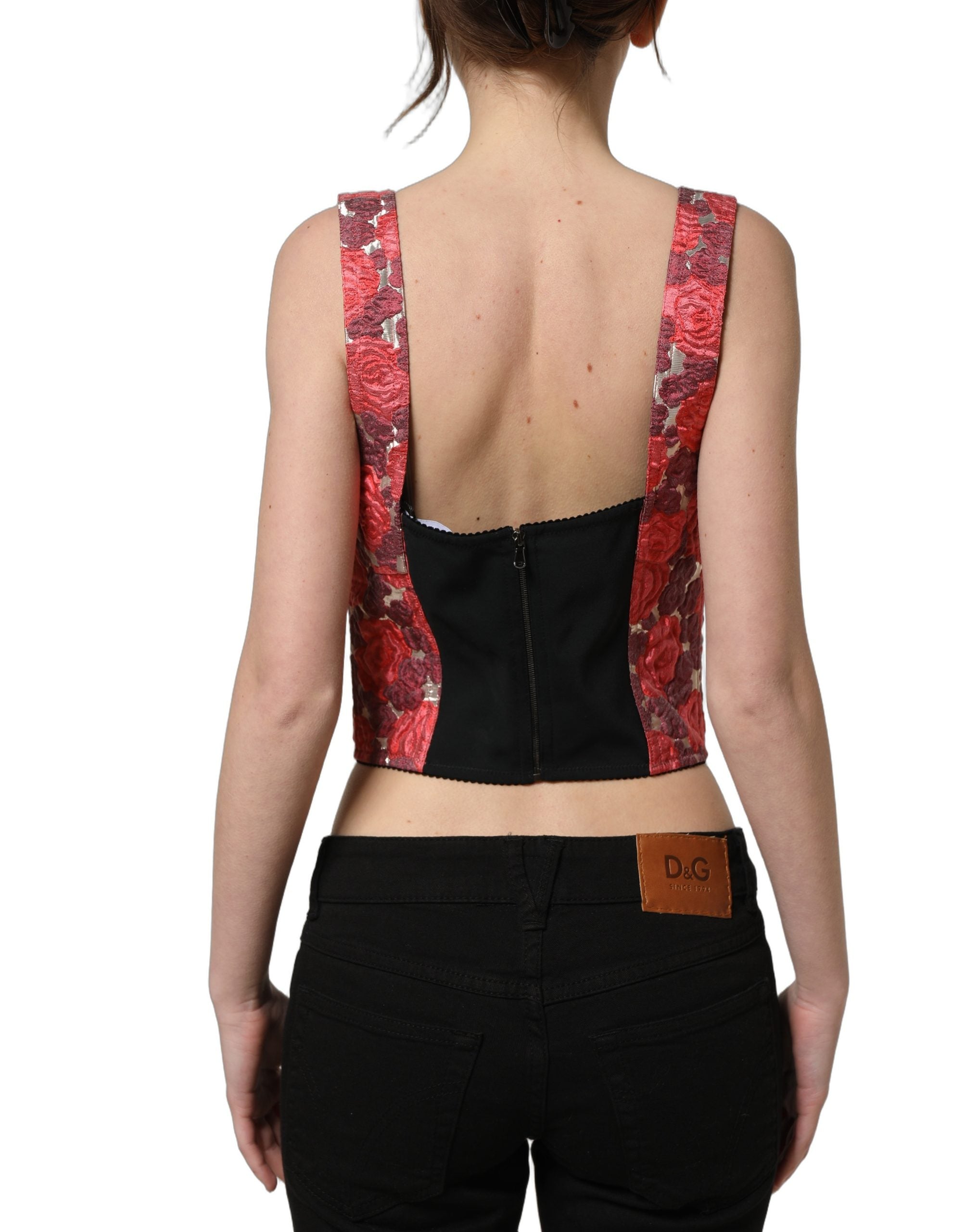Dolce & Gabbana Multicolor Floral Cropped Bustier Tank Top