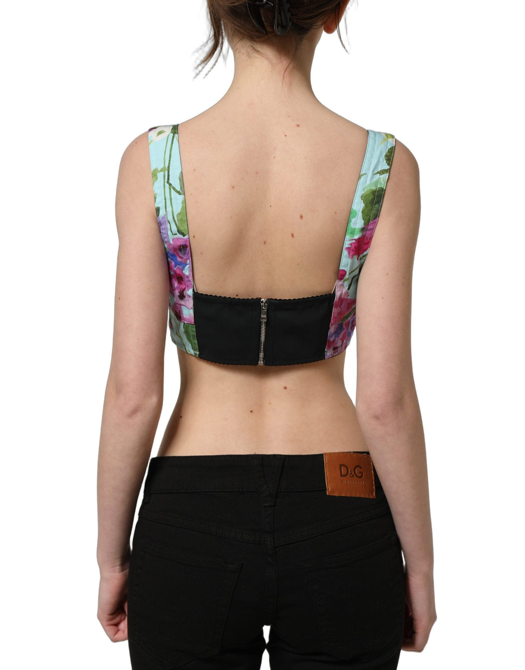 Dolce & Gabbana Multicolor Floral Cropped Bustier Tank Top